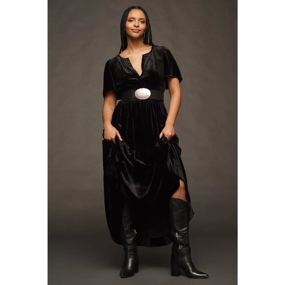 Anthropologie Dresses & Skirts - NWT Anthropologie The Somerset Maxi Dress: Velvet Edition $180 PLUS 1X Black